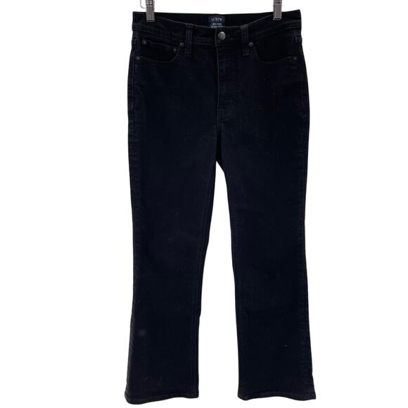J. Crew Mid-Rise Flare Crop Jeans Deep Black Size 27 Stretch Boho Indie Casual - Picture 2 of 13